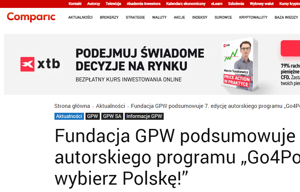 Comparic.pl: Fundacja GPW podsumowuje 7. edycję Go4Poland