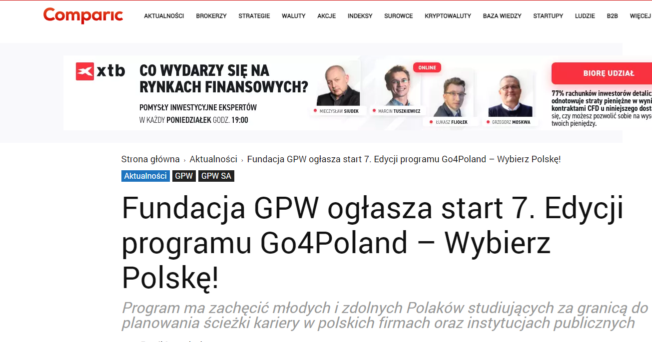 Comparic informuje o starcie 7. edycji Go4Poland