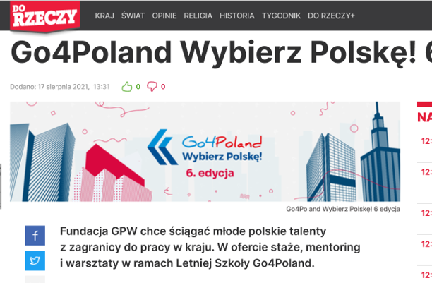 Do Rzeczy o 6. edycji Programu Go4Poland